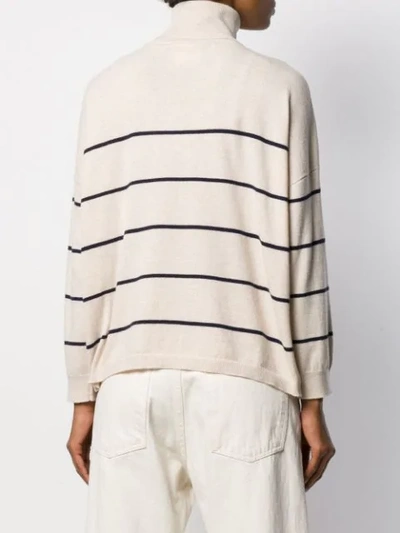 Shop Semicouture Roll-neck Striped Jumper In Neutrals