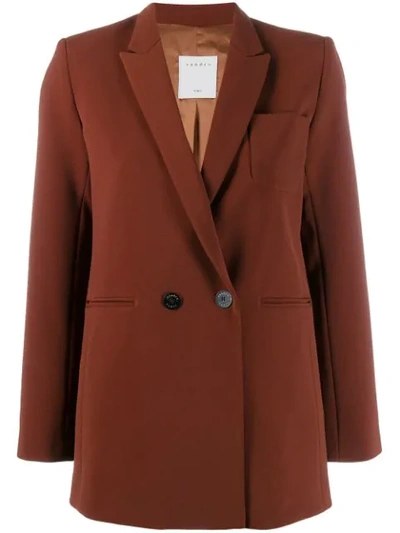 Shop Sandro Double Breasted Blazer In 73 Tabac