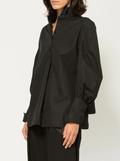 Shop Aganovich Puff Sleeve Shirt In Black