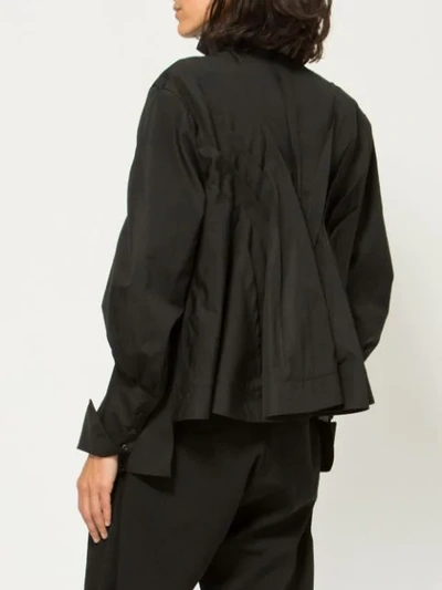 Shop Aganovich Puff Sleeve Shirt In Black