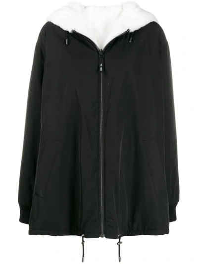 Shop Yves Salomon Reversible Hooded Coat In Black