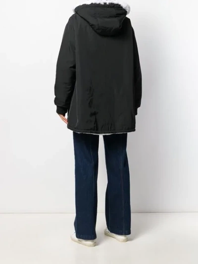 Shop Yves Salomon Reversible Hooded Coat In Black