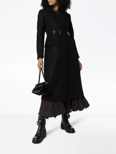 Shop Prada Buckle Detail Coat In Black