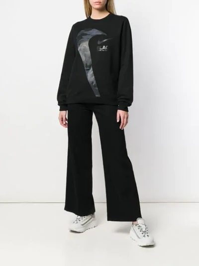 Shop Comme Des Garçons X Nike Camouflage Logo Sweatshirt In Black