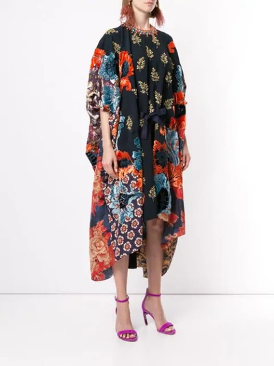 Biyan Printed Silk Midi Dress In Blue