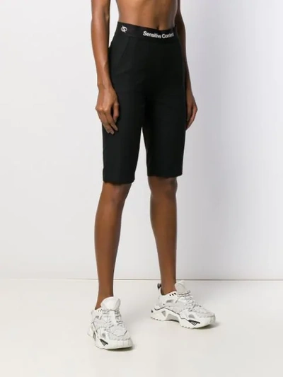 Shop Palm Angels Logo Tape Waistband Shorts In Black