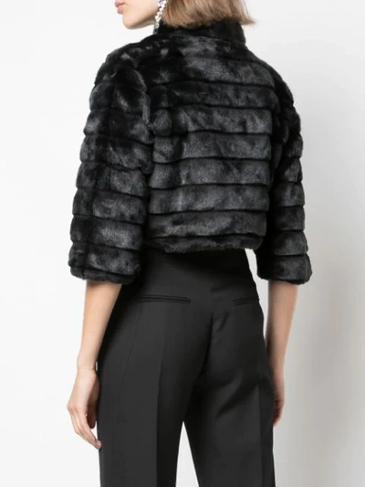 Shop Alberto Makali Faux Fur Cropped Jacket In Black