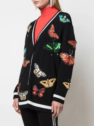 Shop Alice And Olivia Bradford Butterfly-patch Cardigan In Black