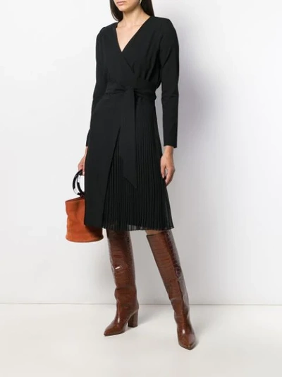 Shop Federica Tosi Long-sleeve Belted Dress In Black