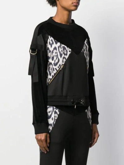 Shop Just Cavalli Leopard Print Panel Sweatshirt In Black