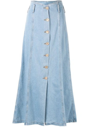 Shop Nanushka Roja A-line Denim Midi-skirt In Blue