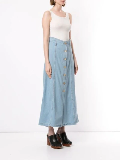 Shop Nanushka Roja A-line Denim Midi-skirt In Blue