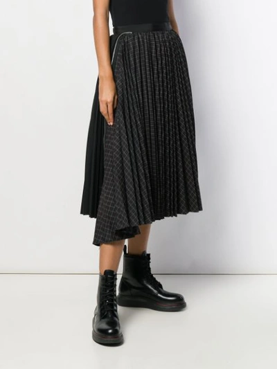Shop Sacai Asymmetric Pleat Midi Skirt In Black