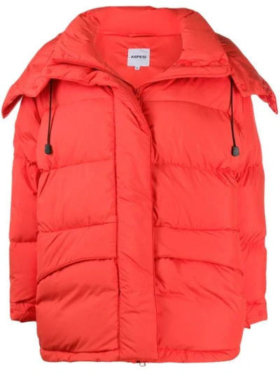 Shop Aspesi Oversized Down Jacket In Orange