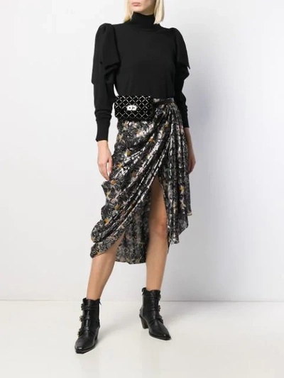 Shop Isabel Marant Geometric Print Asymmetric Skirt In Black