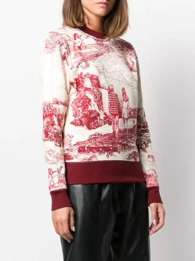 Shop Chloé Toile De Jouy Print Crew Neck Sweater In White