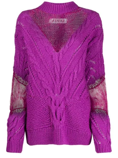 Shop Almaz Floral Lace Detail Jumper In Purple