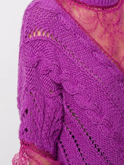 Shop Almaz Floral Lace Detail Jumper In Purple