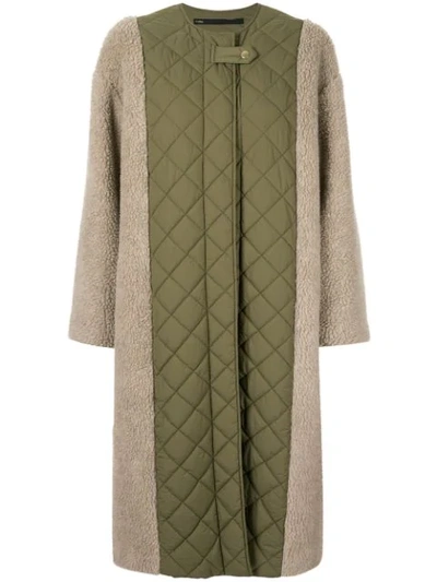 Shop Muller Of Yoshiokubo Contrast Quilted Midi Coat In Green