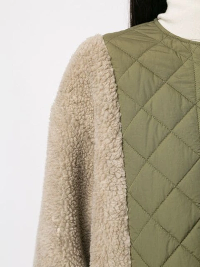 Shop Muller Of Yoshiokubo Contrast Quilted Midi Coat In Green