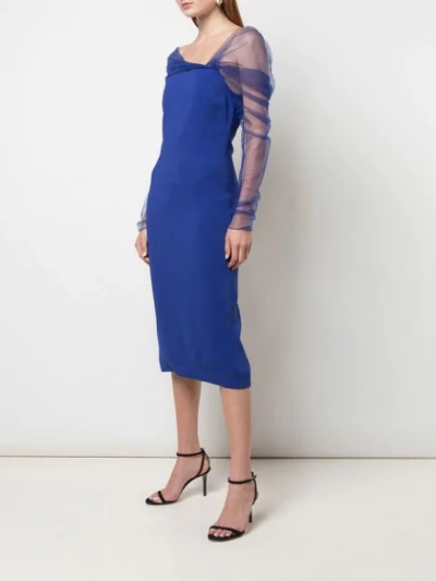 Shop Cushnie Off-the-shoulder Midi Dress In Blue