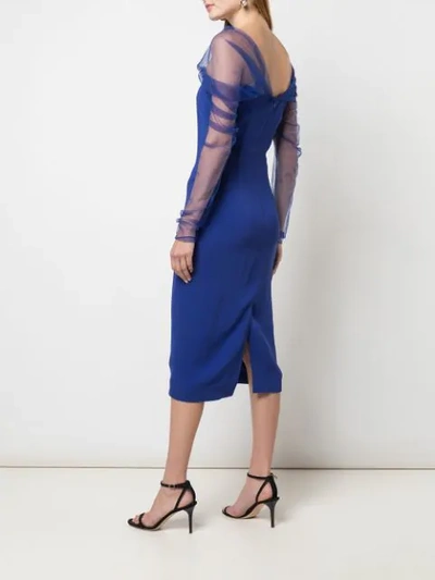 Shop Cushnie Off-the-shoulder Midi Dress In Blue