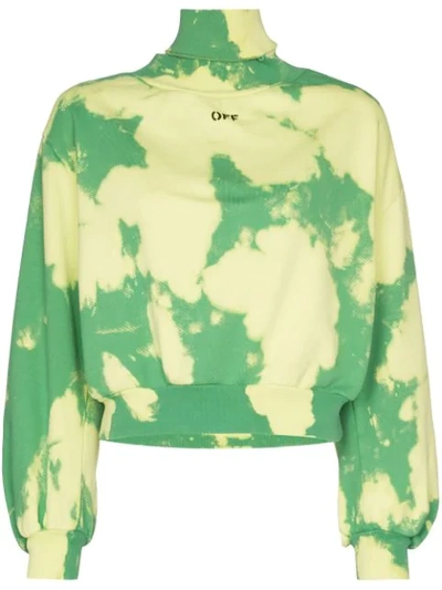 Shop Off-white High-neck Cloud Print Sweatshirt In Green