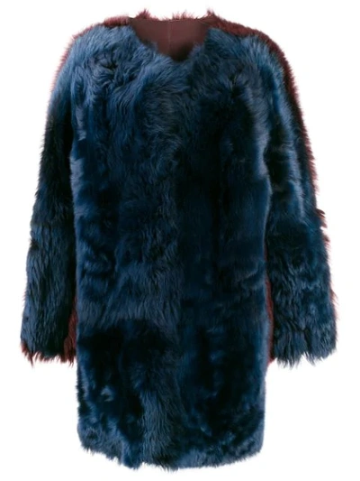 Shop Sofie D'hoore Two-tone Faux-fur Coat In Blue