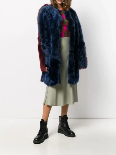 Shop Sofie D'hoore Two-tone Faux-fur Coat In Blue