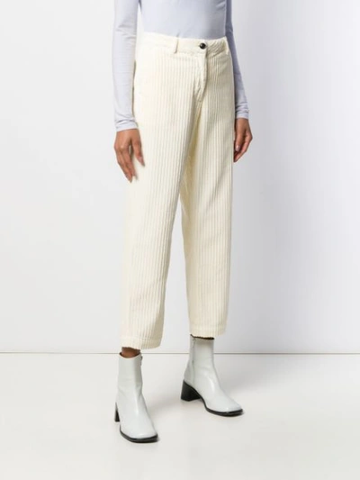 Shop Woolrich Cropped Corduroy Trousers In Neutrals