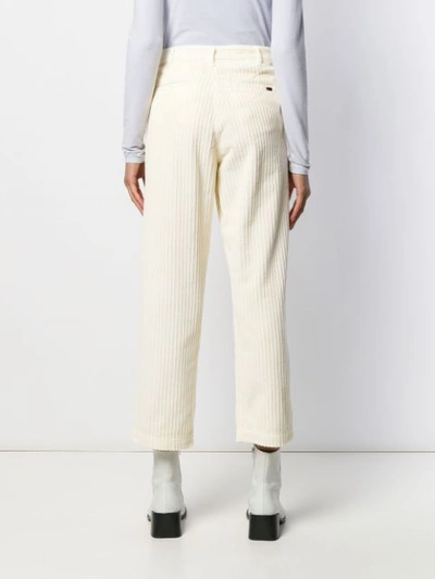 Shop Woolrich Cropped Corduroy Trousers In Neutrals
