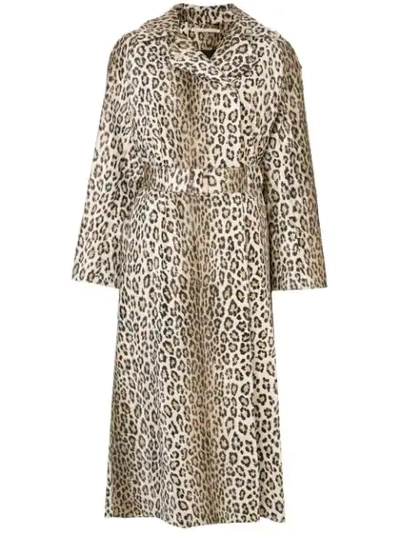 Shop Emilia Wickstead Leopard Print Belted Waist Coat In Brown