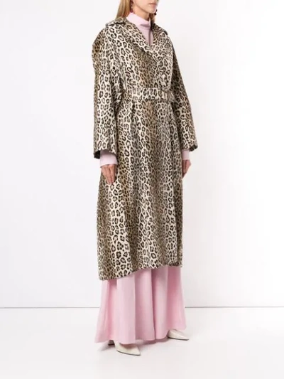 Shop Emilia Wickstead Leopard Print Belted Waist Coat In Brown