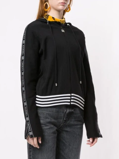 Pre-owned Chanel Sports Line Drawstring Zipped Hoodie In Black