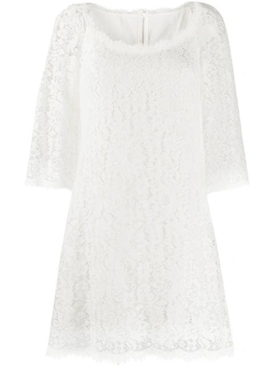 Shop Dolce & Gabbana Lace Mini Dress In White