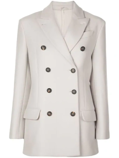 Shop Brunello Cucinelli Double-breasted Blazer In Neutrals