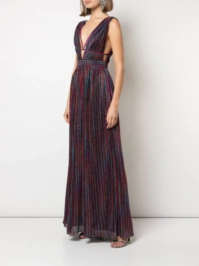 Shop Jonathan Simkhai Metallized Striped Maxi Dress In Multicolour