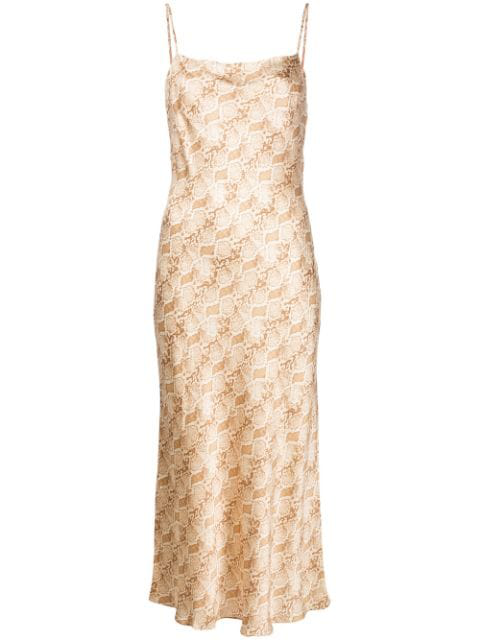 silk snake print dress