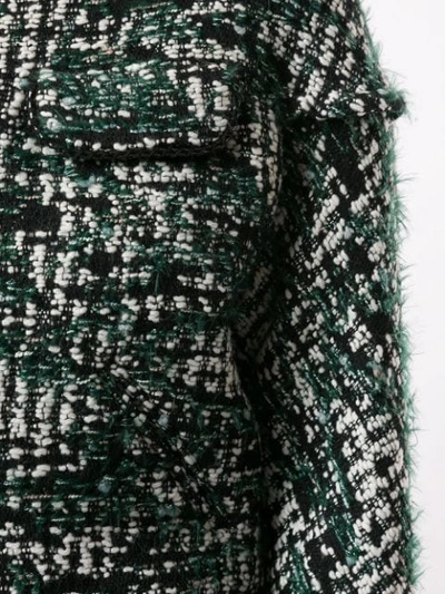 Shop Anteprima Tweed Cropped Jacket In Green