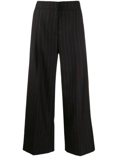 Shop Mcq By Alexander Mcqueen Pinstriped High-waisted Trousers In Black
