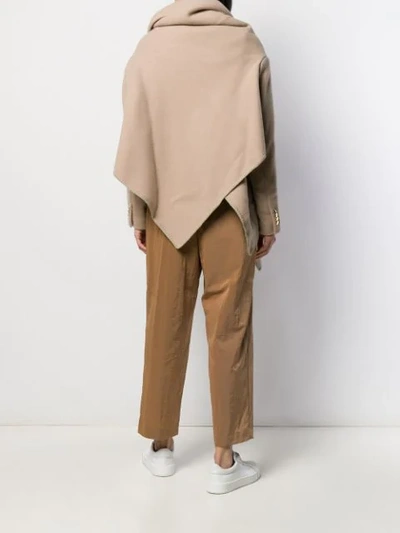 Shop Fumito Ganryu Draped Short Coat In Neutrals