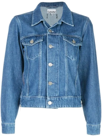 Shop Ganni Classic Denim Jacket In Blue