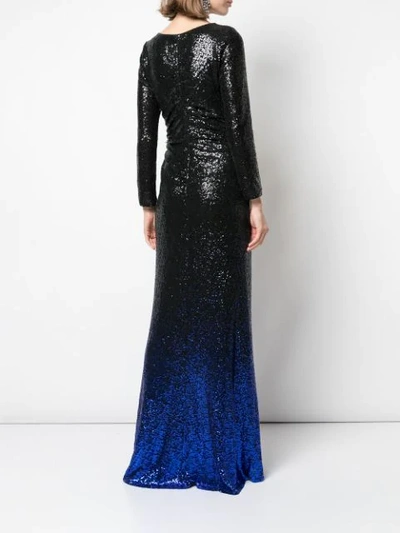 Shop Tadashi Shoji Melati Gradient Glitter Evening Dress In Black