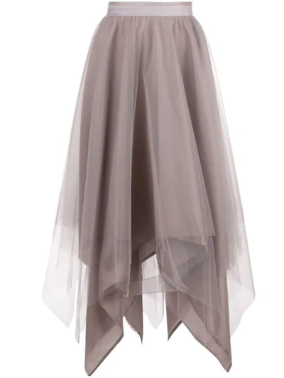 Shop Marc Le Bihan Asymmetric Hem Silk Skirt In Grey