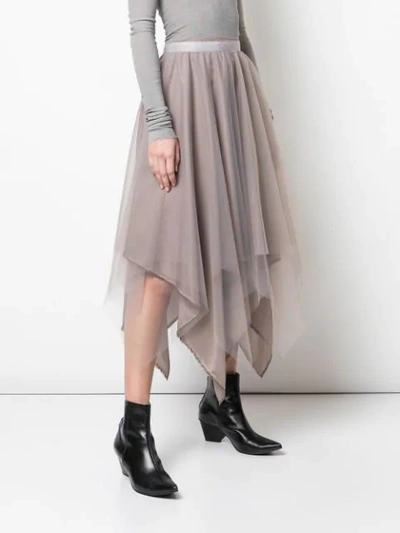 Shop Marc Le Bihan Asymmetric Hem Silk Skirt In Grey