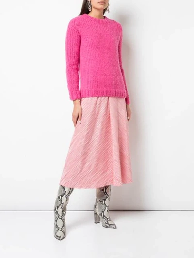 Shop Gabriela Hearst Crew-neck Chunky Knit Sweater In Pink