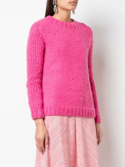 Shop Gabriela Hearst Crew-neck Chunky Knit Sweater In Pink