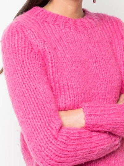 Shop Gabriela Hearst Crew-neck Chunky Knit Sweater In Pink