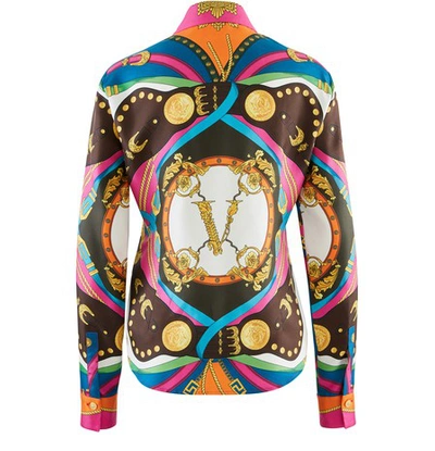 Shop Versace Barocco Printed Silk Shirt In Rosso Stampa