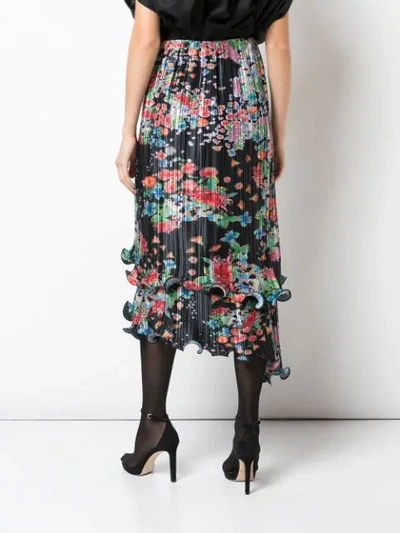 Shop Givenchy Floral-print Plissé Asymmetric Skirt In Multicolour